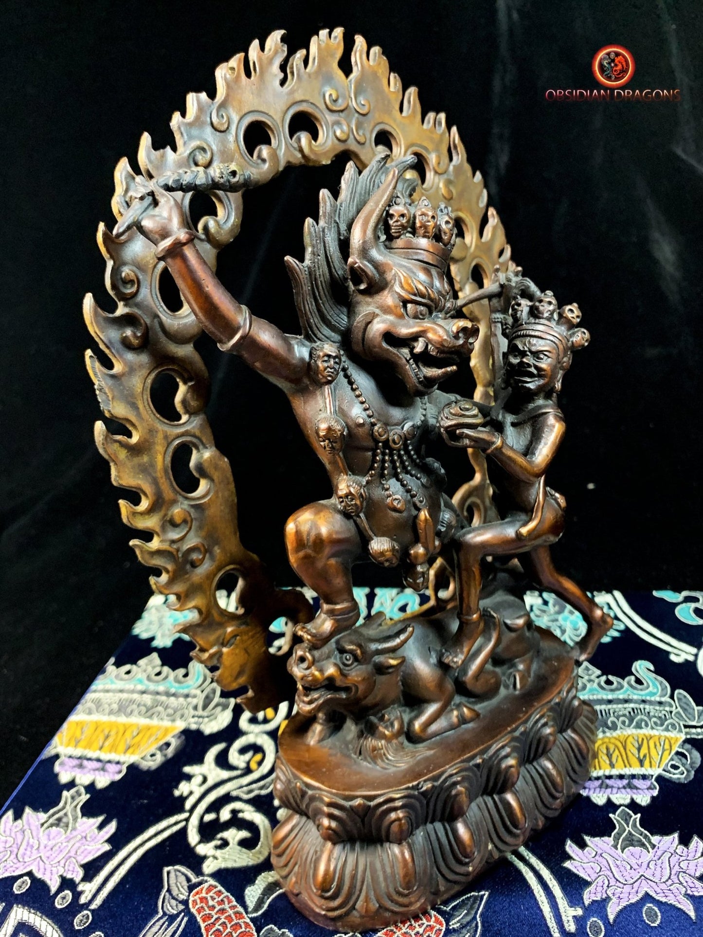 Statuette de Yamantaka en bronze - artisanat tibétain | obsidian dragons