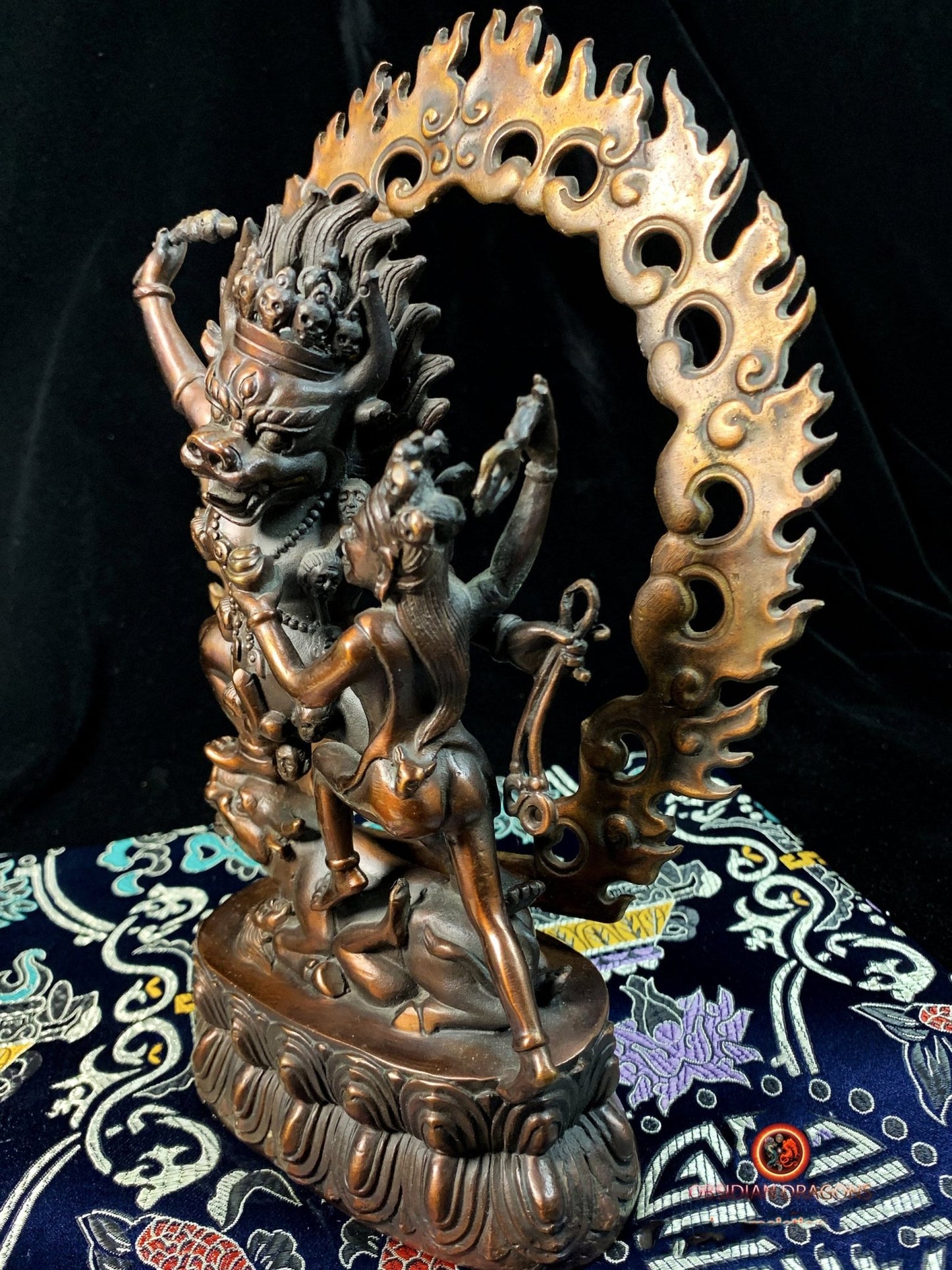 Statuette de Yamantaka en bronze - artisanat tibétain | obsidian dragons