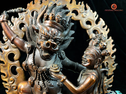 Statuette de Yamantaka en bronze - artisanat tibétain | obsidian dragons