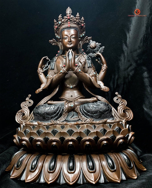 Statuette de Chenrezig en Bronze - Rare et Exceptionnelle | obsidian dragons