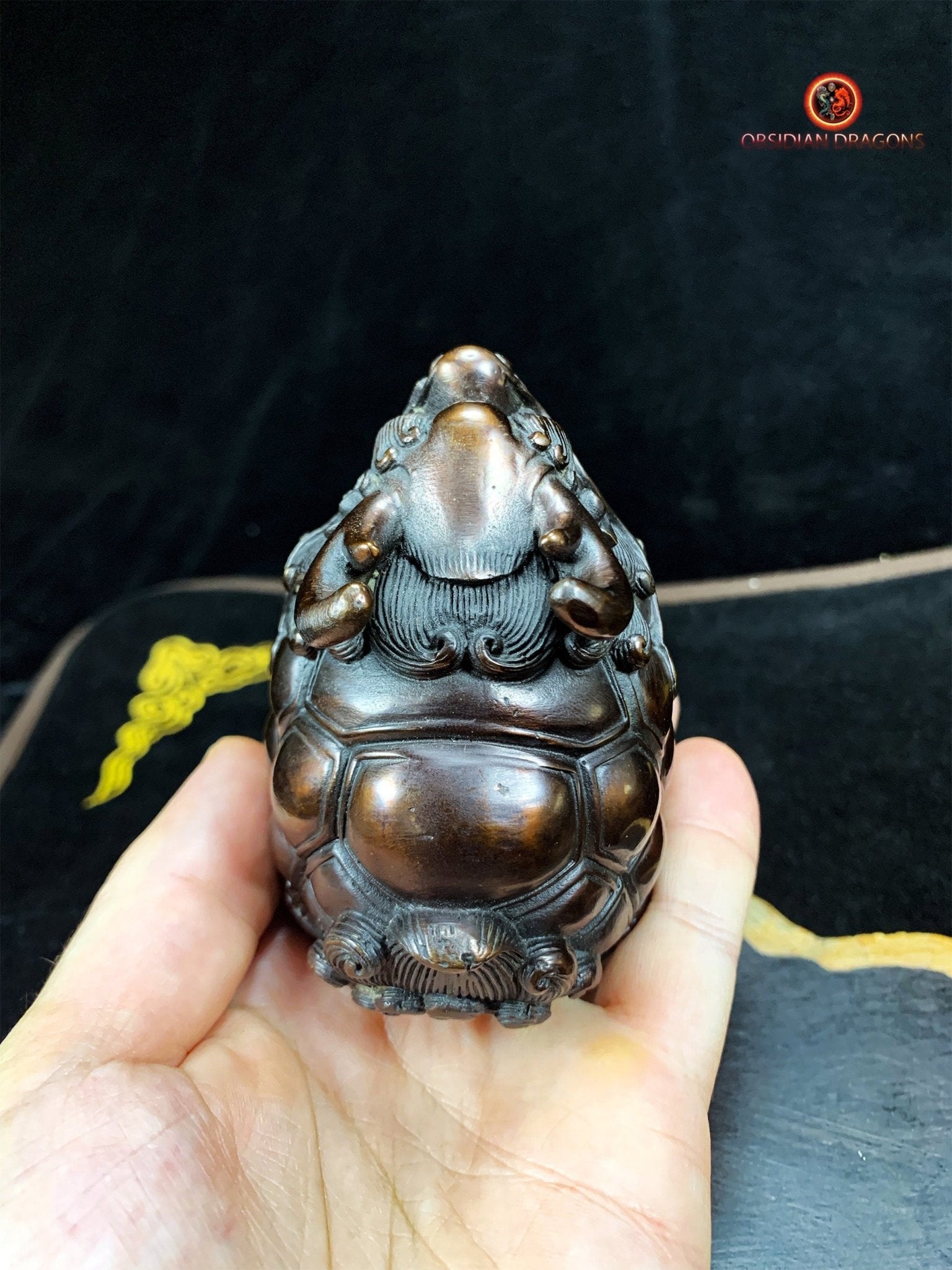 Statuette dragon tortue en Bronze - Protection Feng Shui | obsidian dragons