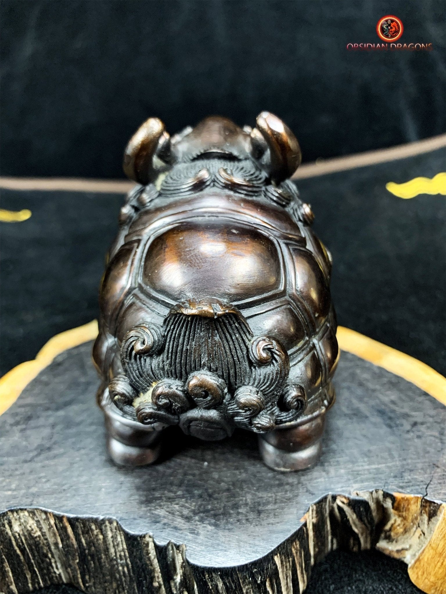 Statuette dragon tortue en Bronze - Protection Feng Shui | obsidian dragons