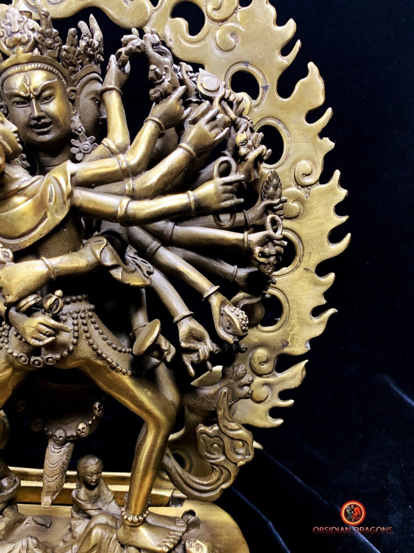 Statuette tibétaine de Kalachakra - Yab Yum en bronze | obsidian dragons