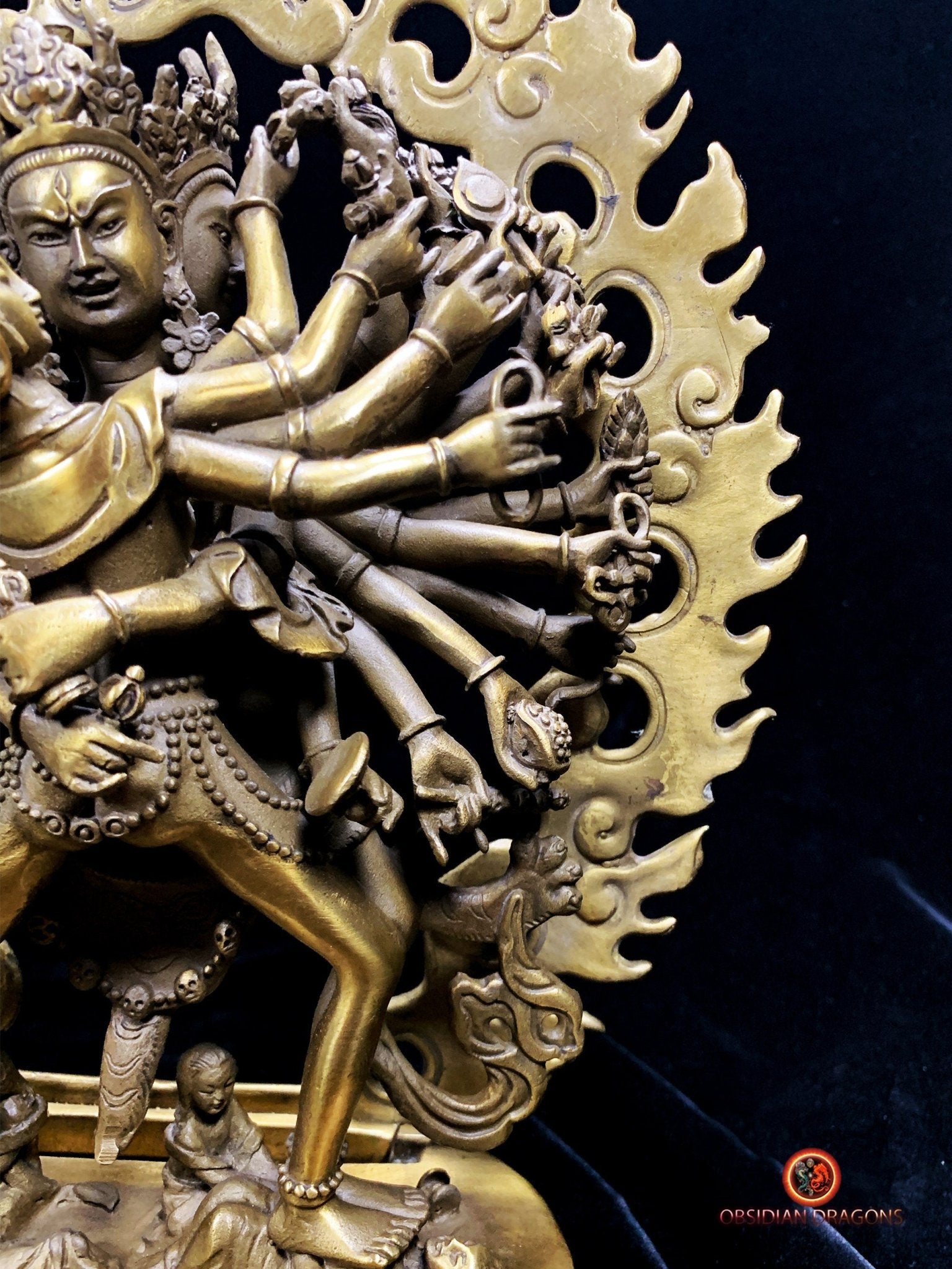 Statuette tibétaine de Kalachakra - Yab Yum en bronze | obsidian dragons