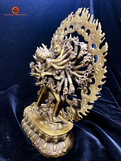 Statuette tibétaine de Kalachakra - Yab Yum en bronze | obsidian dragons
