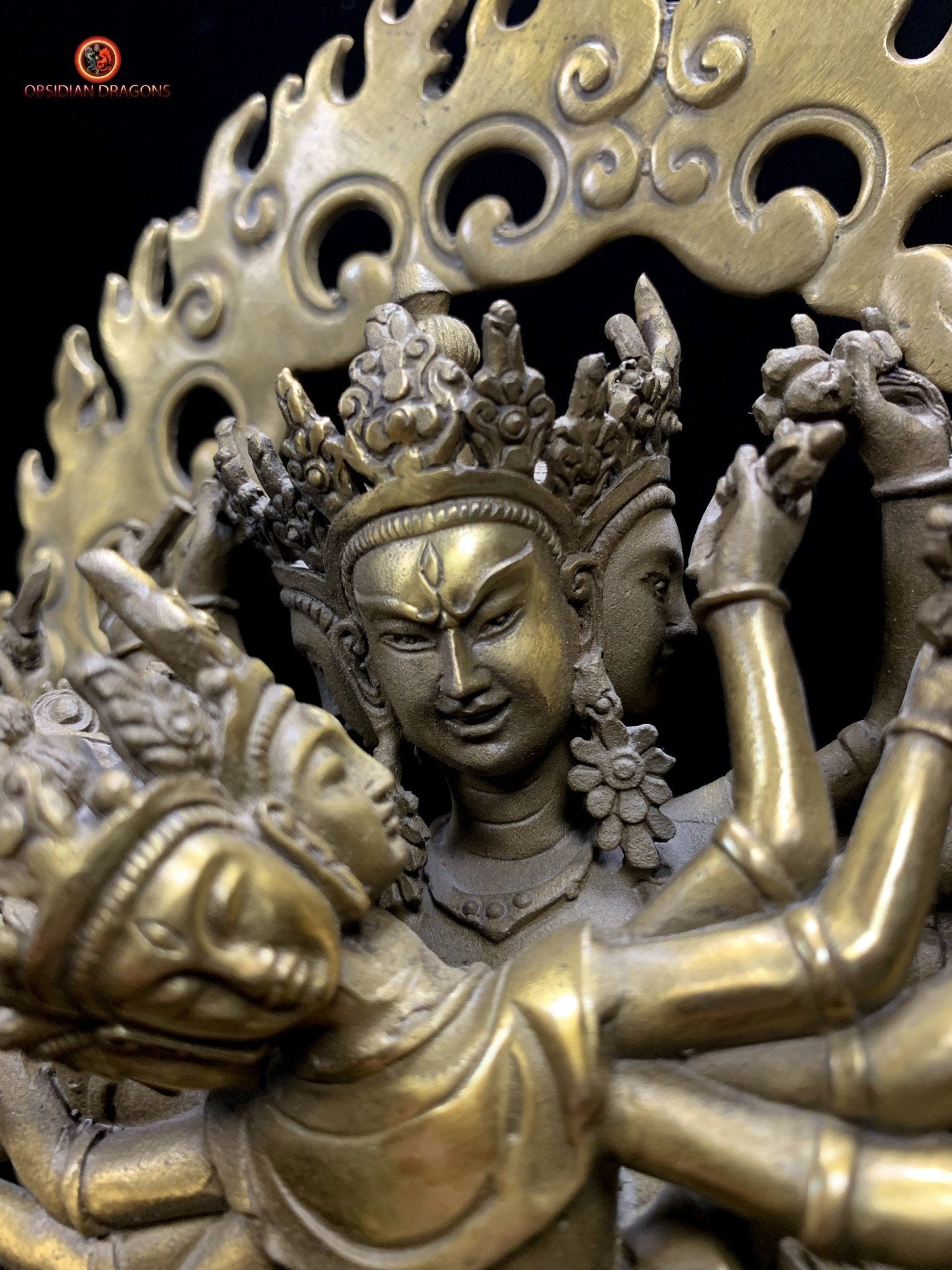 Statuette tibétaine de Kalachakra - Yab Yum en bronze | obsidian dragons