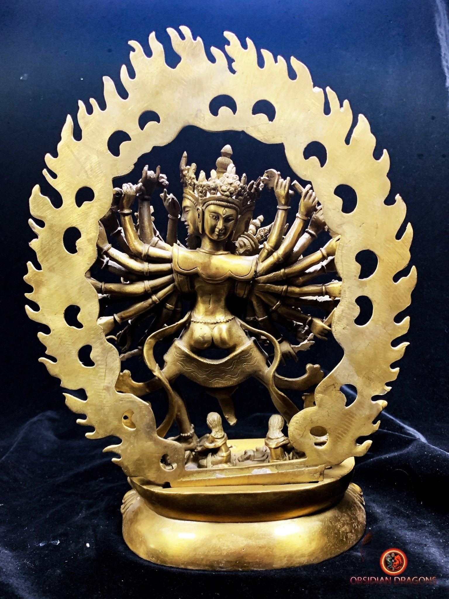 Statuette tibétaine de Kalachakra - Yab Yum en bronze | obsidian dragons