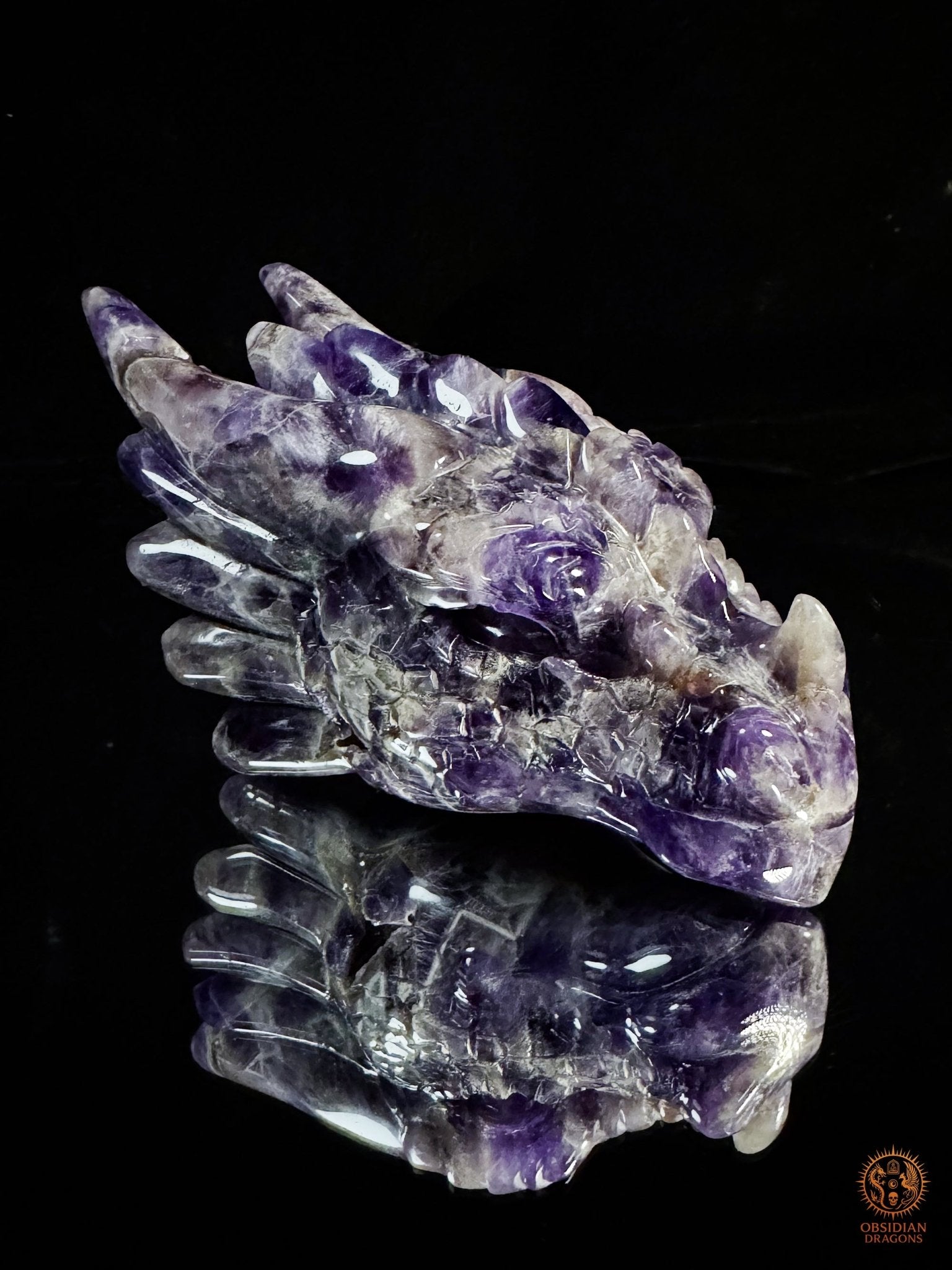 Tête de Dragon en Améthyste Chevron – Dragon de collection | obsidian dragons