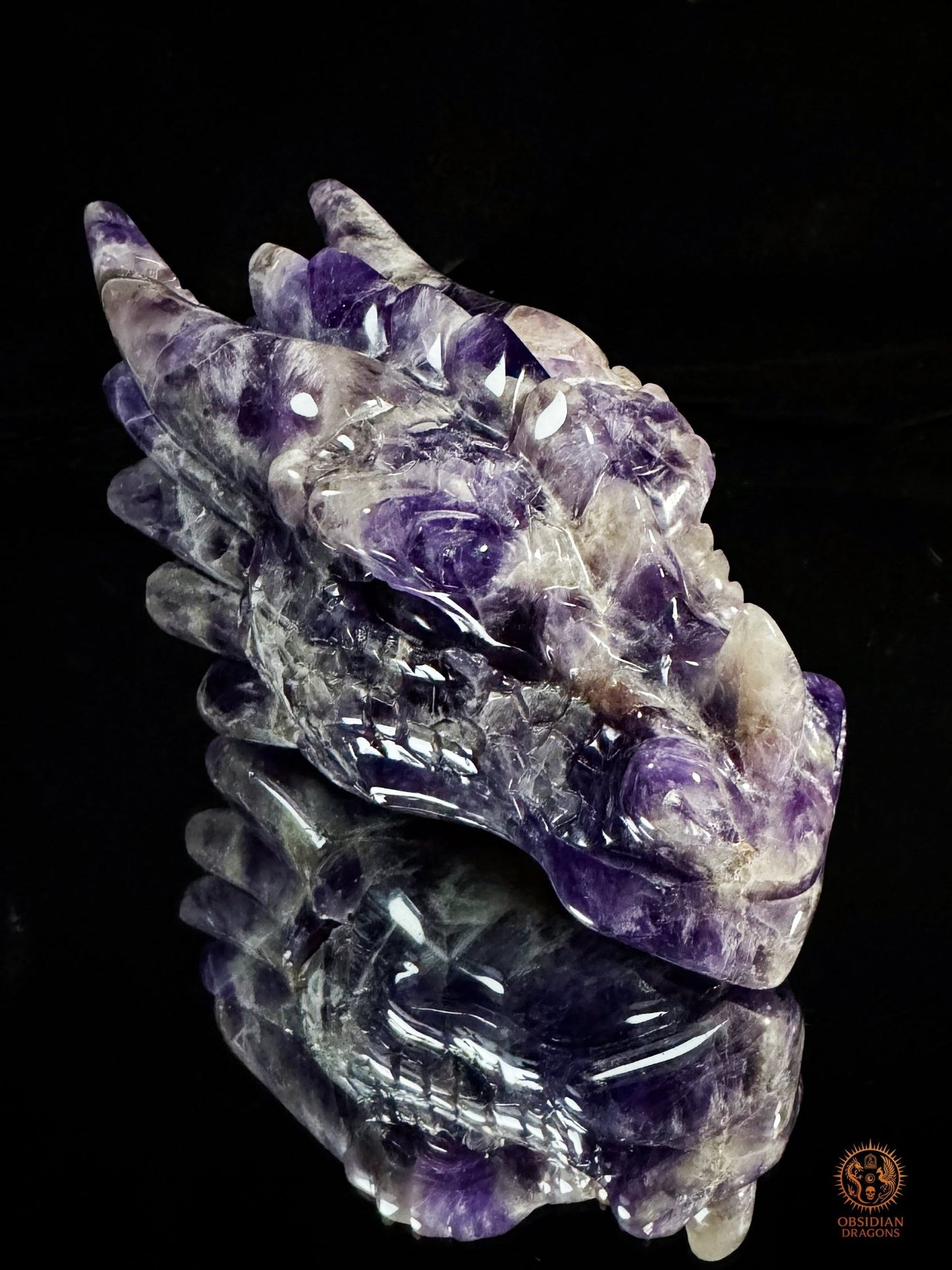 Tête de Dragon en Améthyste Chevron – Dragon de collection | obsidian dragons
