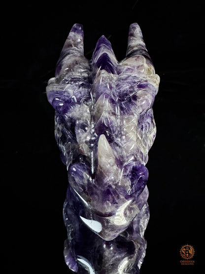 Tête de Dragon en Améthyste Chevron – Dragon de collection | obsidian dragons