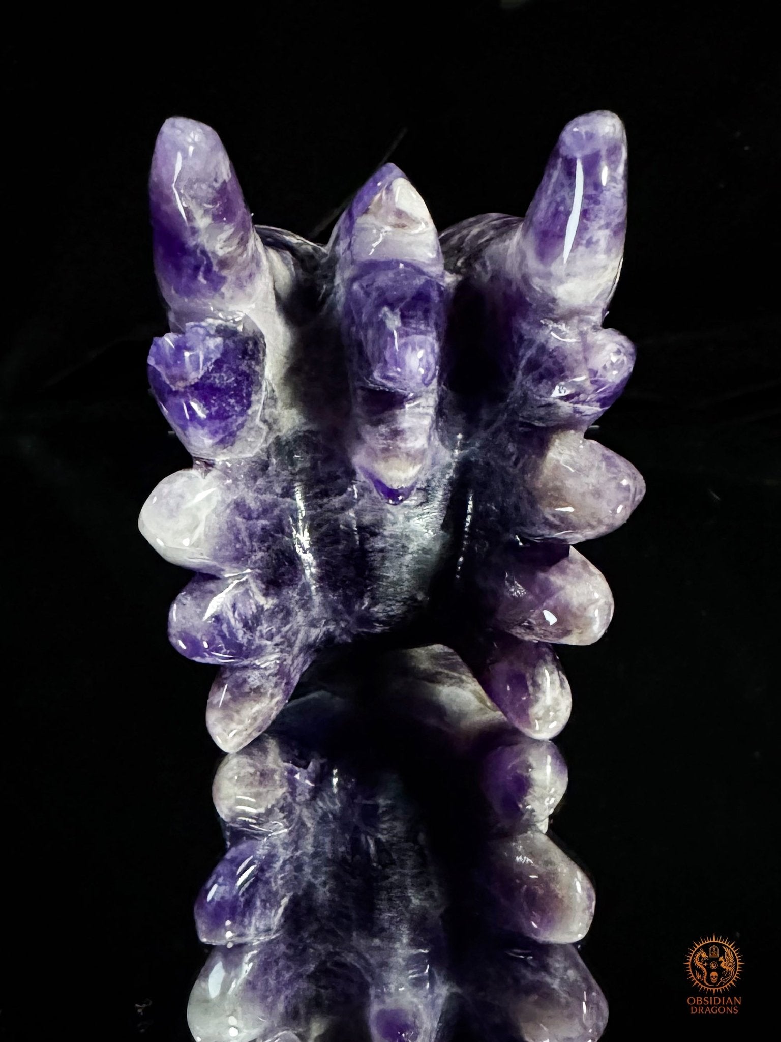 Tête de Dragon en Améthyste Chevron – Dragon de collection - obsidian dragons