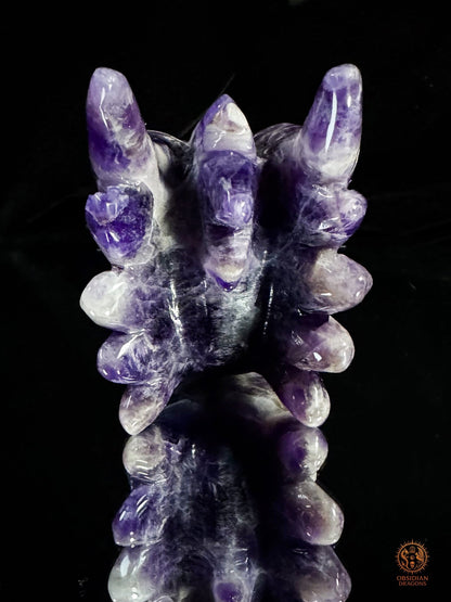 Tête de Dragon en Améthyste Chevron – Dragon de collection - obsidian dragons