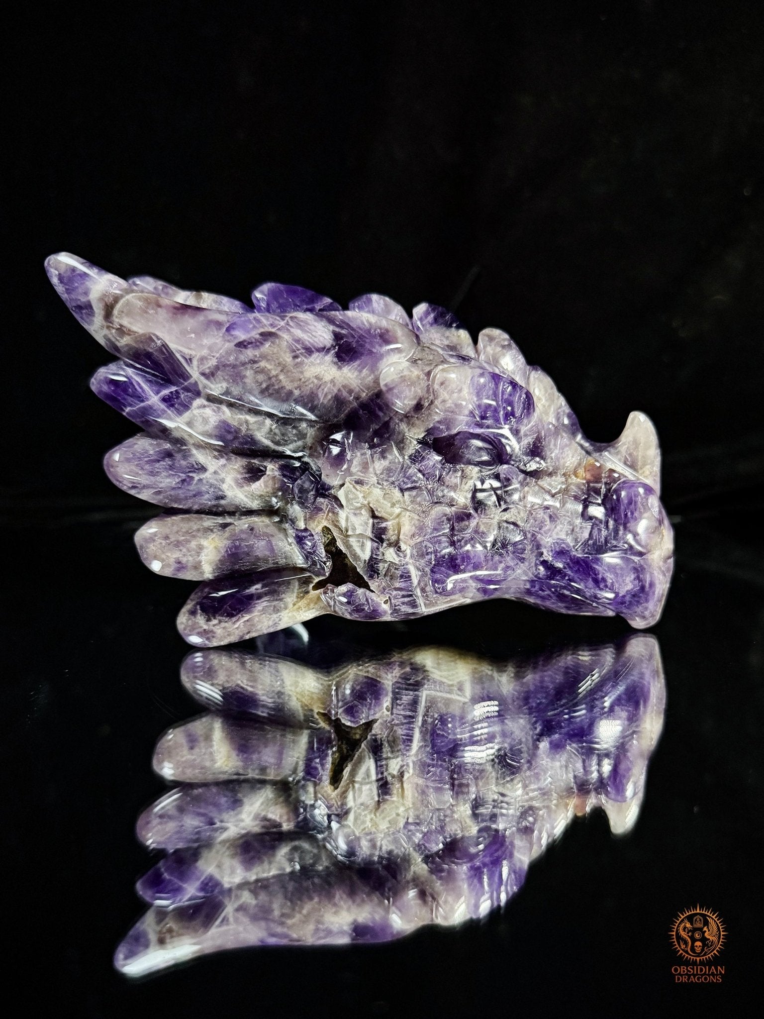 Tête de Dragon en Améthyste Chevron – Dragon de collection | obsidian dragons