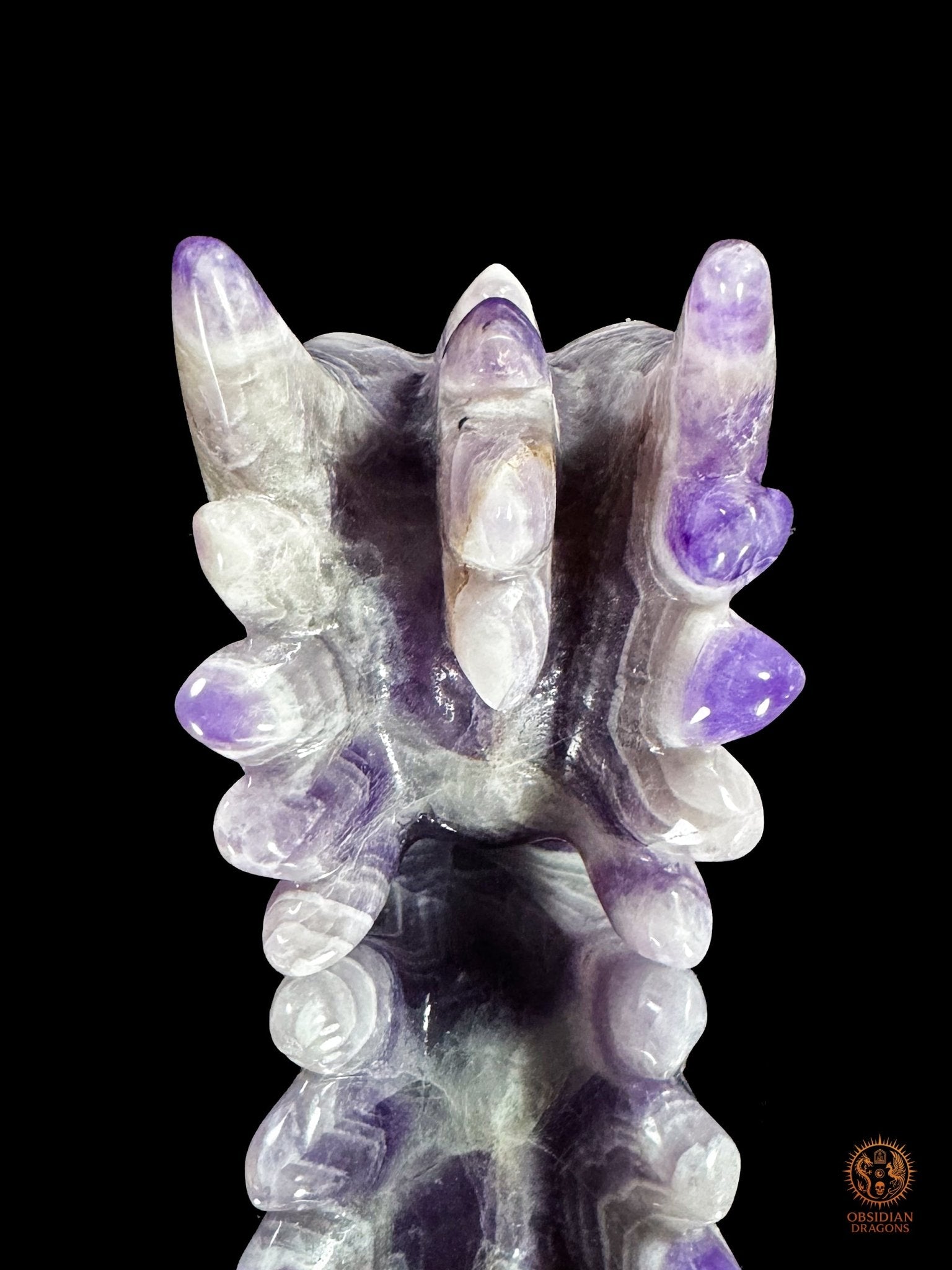 Tête de dragon en améthyste chevron - Le visionnaire | obsidian dragons
