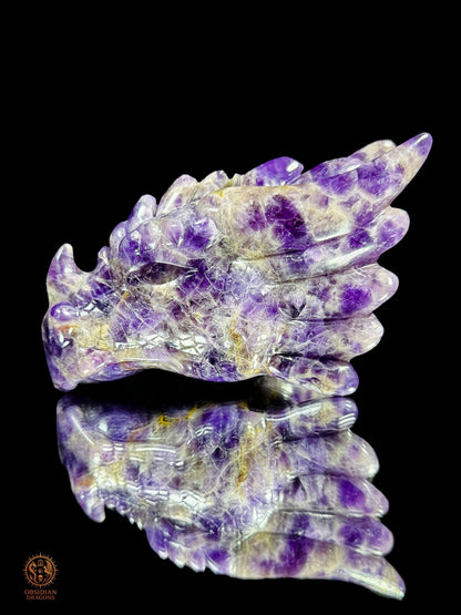 Tête de dragon en améthyste chevron - L'alchimiste | obsidian dragons