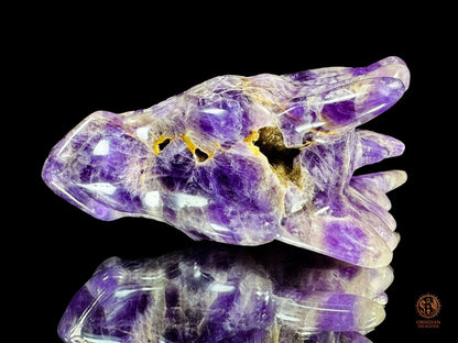 Tête de dragon en améthyste chevron - L'alchimiste | obsidian dragons