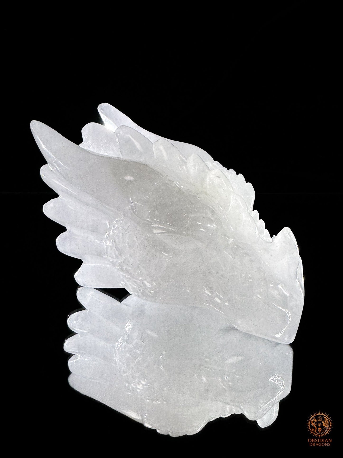 Tête de dragon en cristal de roche - Gardien de lumière | obsidian dragons