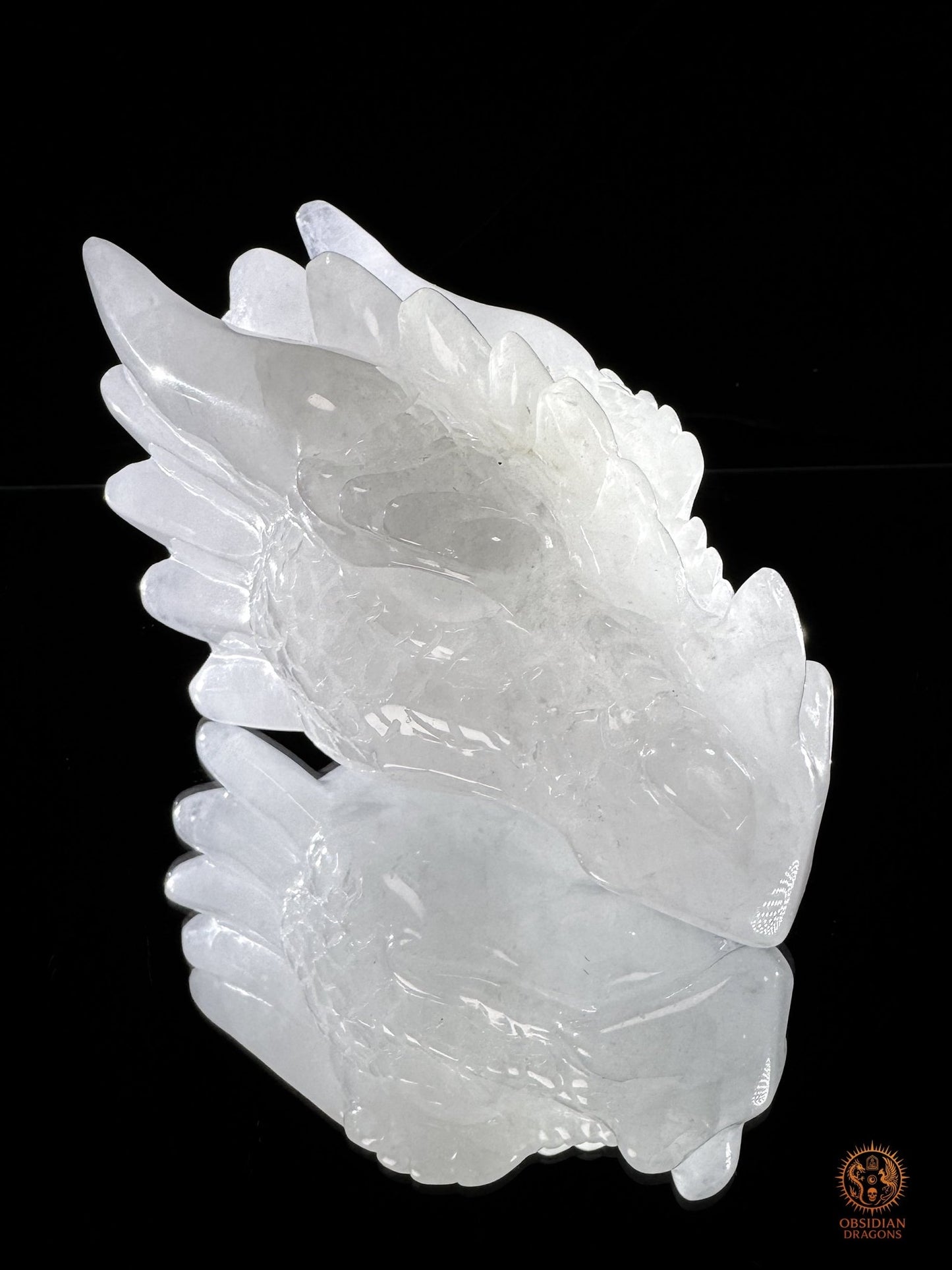 Tête de dragon en cristal de roche - Gardien de lumière | obsidian dragons