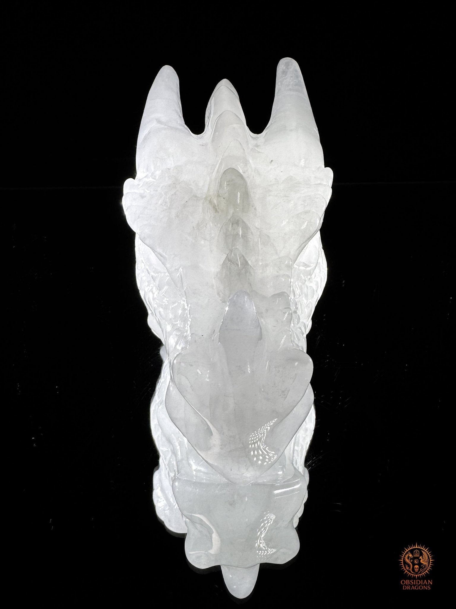Tête de dragon en cristal de roche - Gardien de lumière | obsidian dragons