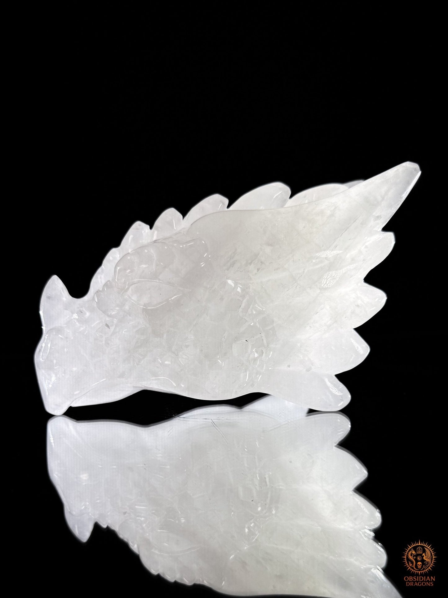 Tête de dragon en cristal de roche - Gardien de lumière | obsidian dragons