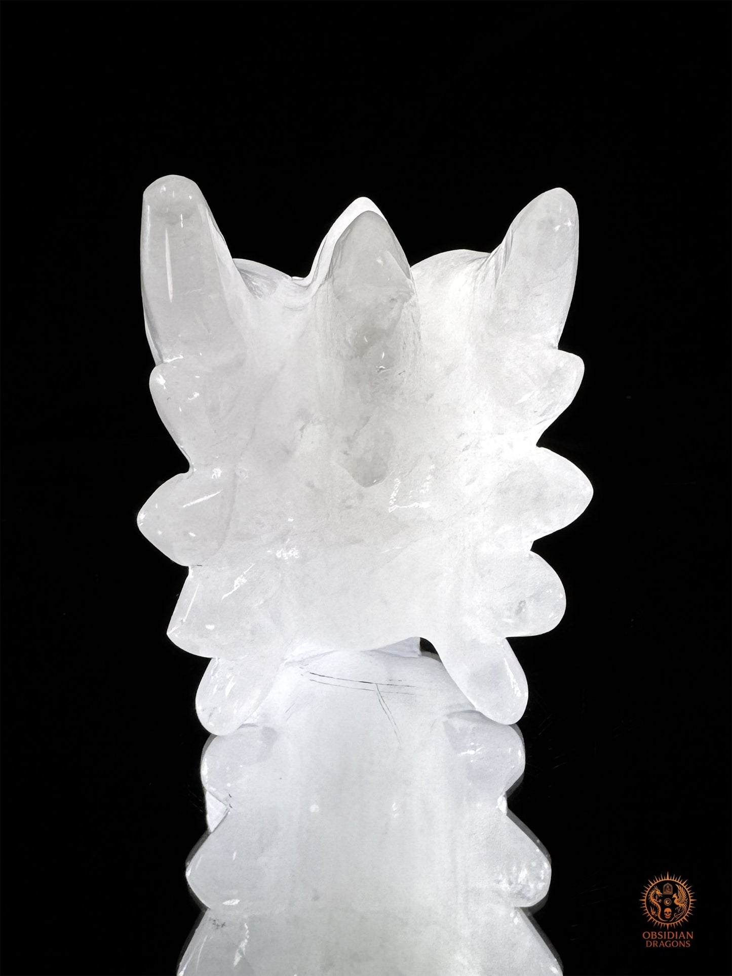 Tête de dragon en cristal de roche - Gardien de lumière