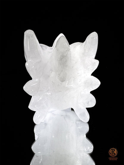Tête de dragon en cristal de roche - Gardien de lumière