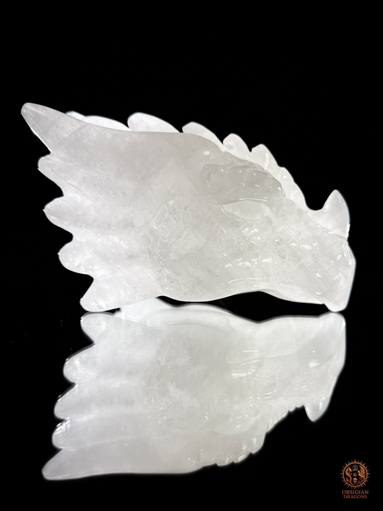 Tête de dragon en cristal de roche - Gardien de lumière | obsidian dragons