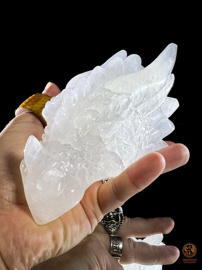 Tête de dragon en cristal de roche - Gardien de lumière | obsidian dragons