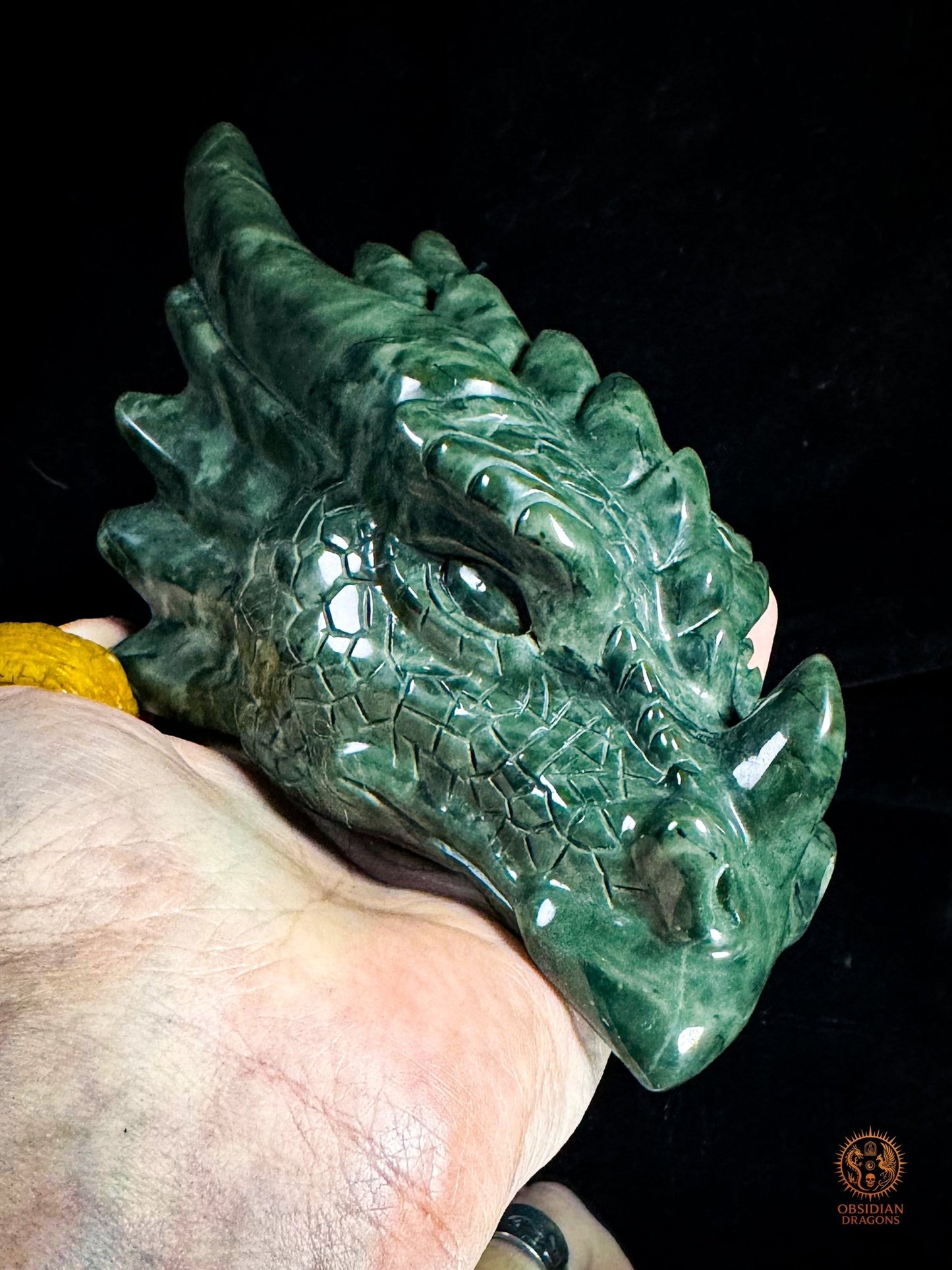 Tête de dragon en jade des neuf dragons – Souffle originel | obsidian dragons