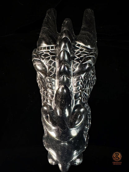 Tête de dragon en obsidienne noire – Miroir de l’esprit | obsidian dragons
