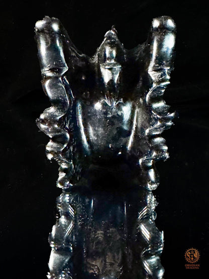 Tête de dragon en obsidienne noire – Miroir de l’esprit