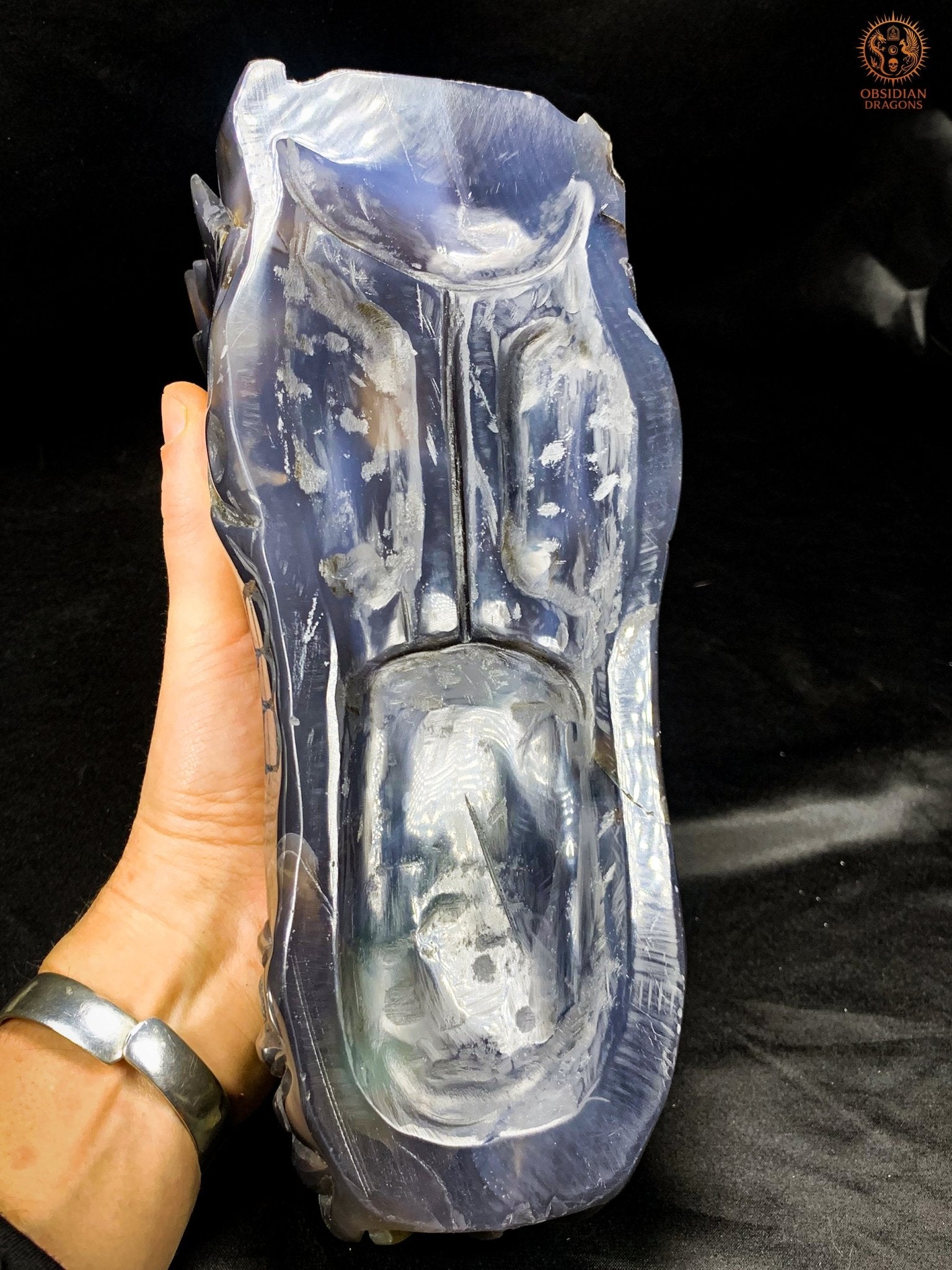 Très grand Crâne de Dragon en Géode de Quartz – Pièce rare | obsidian dragons
