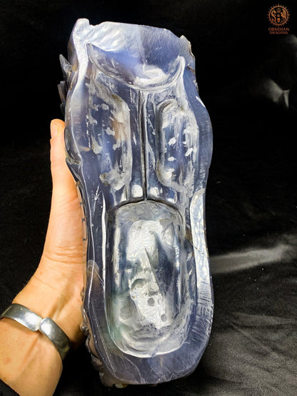 Très grand Crâne de Dragon en Géode de Quartz – Pièce rare | obsidian dragons