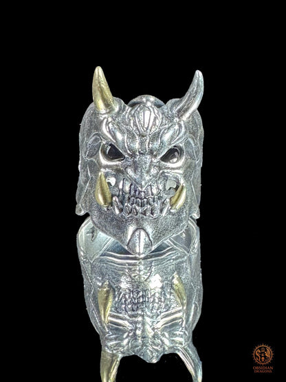 Bague démon japonais Hannya en argent 925 - obsidian dragons