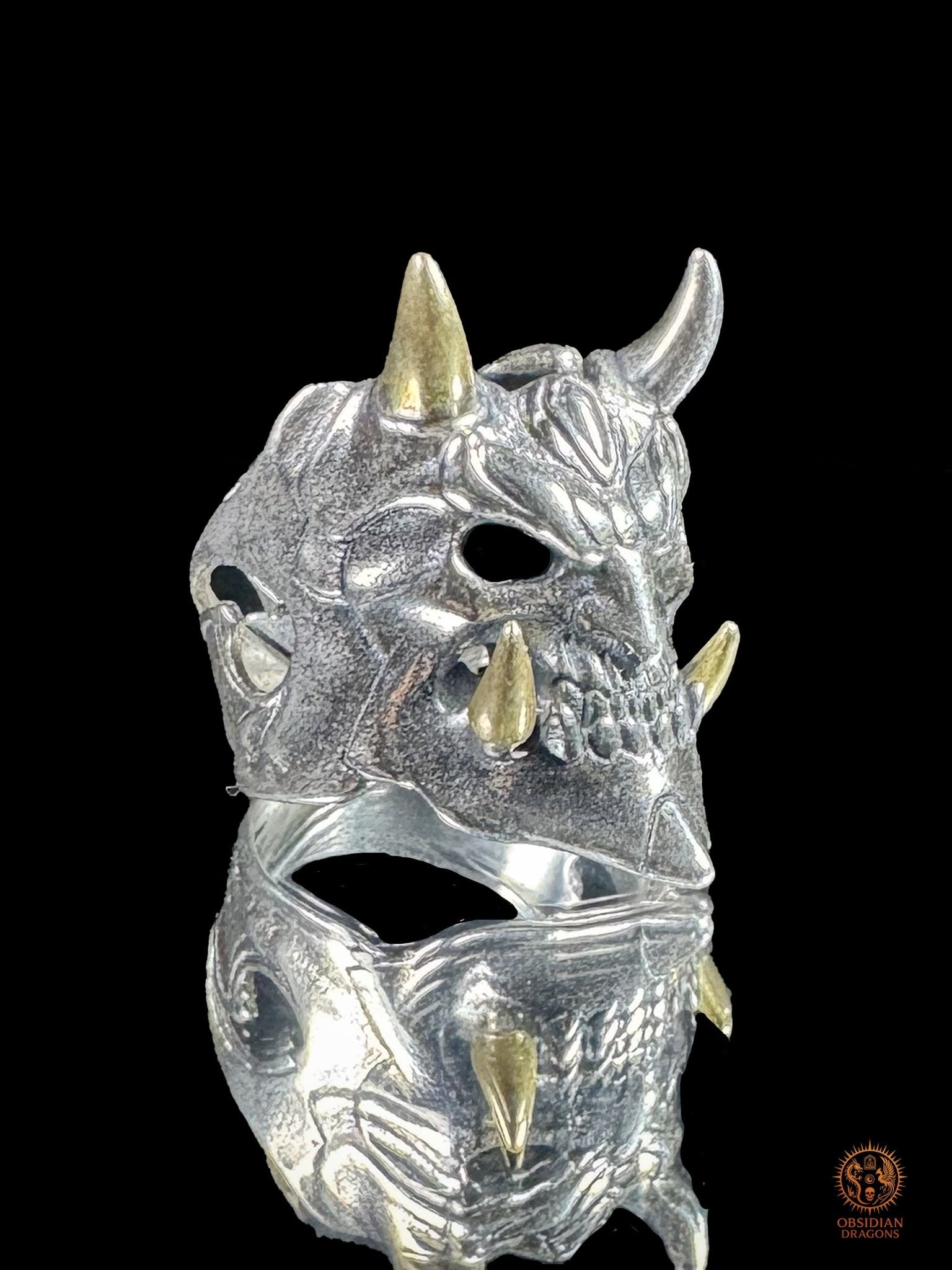 Bague démon japonais Hannya en argent 925 - obsidian dragons