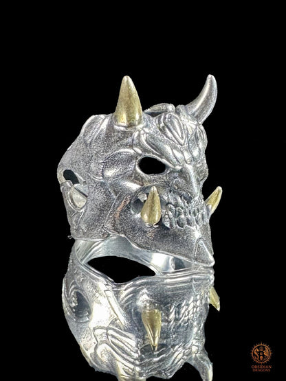 Bague démon japonais Hannya en argent 925 - obsidian dragons