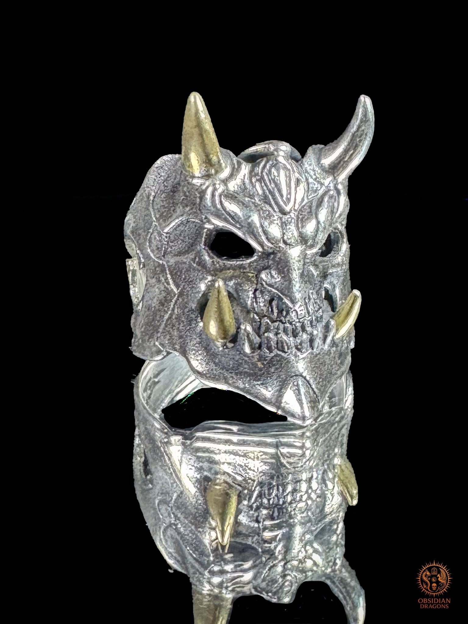 Bague démon japonais Hannya en argent 925 - obsidian dragons