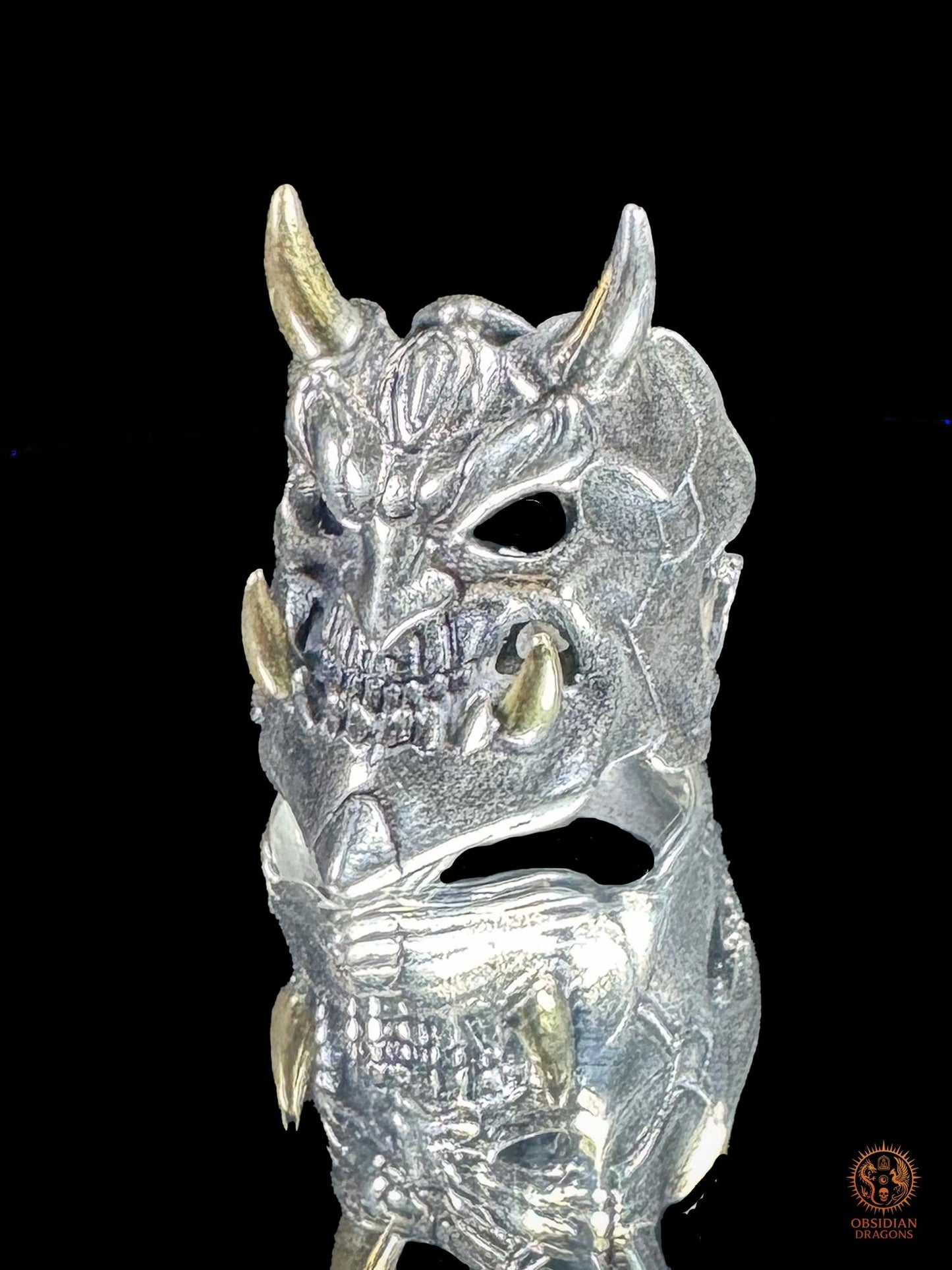 Bague démon japonais Hannya en argent 925 - obsidian dragons