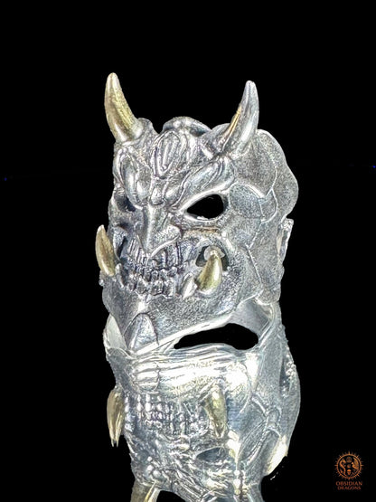 Bague démon japonais Hannya en argent 925 - obsidian dragons