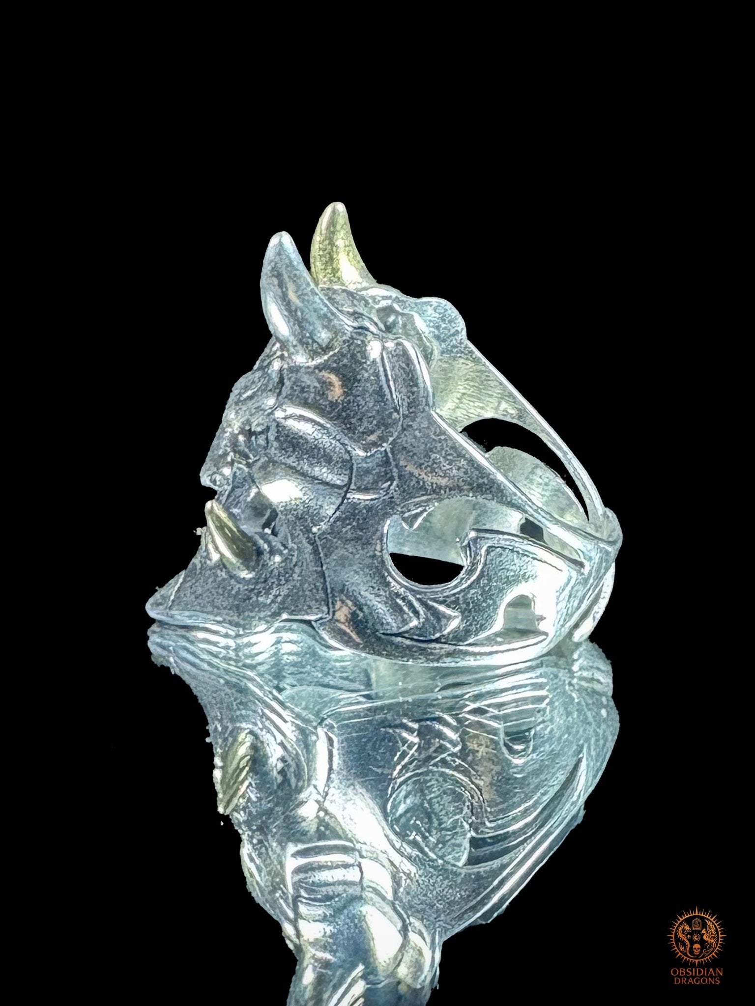 Bague démon japonais Hannya en argent 925 - obsidian dragons