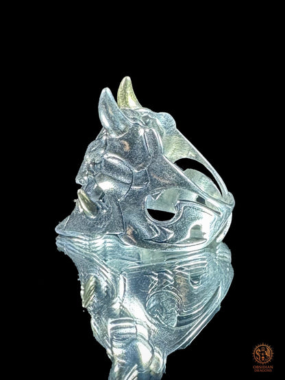 Bague démon japonais Hannya en argent 925 - obsidian dragons