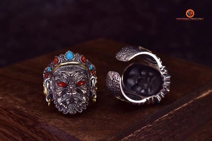 Bague bouddhiste tibétaine- Protection de Jambhala | obsidian dragons