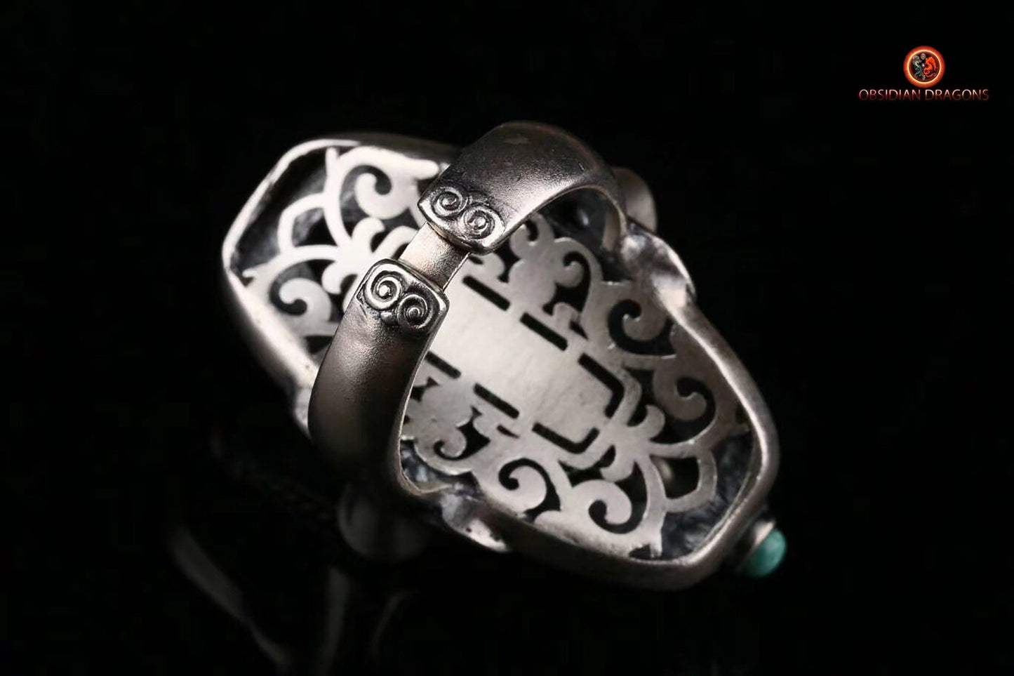 Bague moulin à prière tibétain- Argent 925 | obsidian dragons