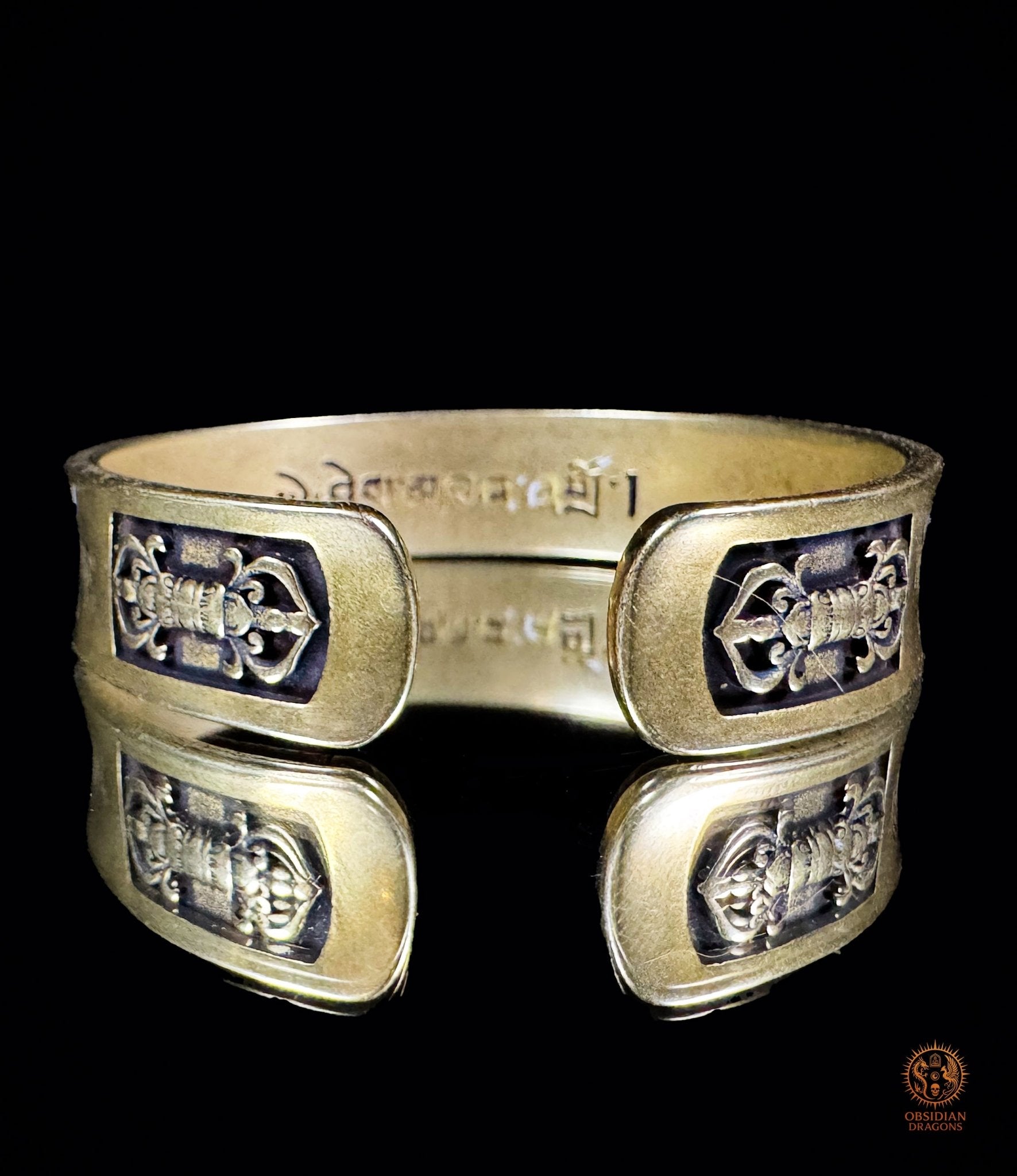 Bracelet bouddhiste en cuivre – Protection de Guru Rinpoche - obsidian dragons