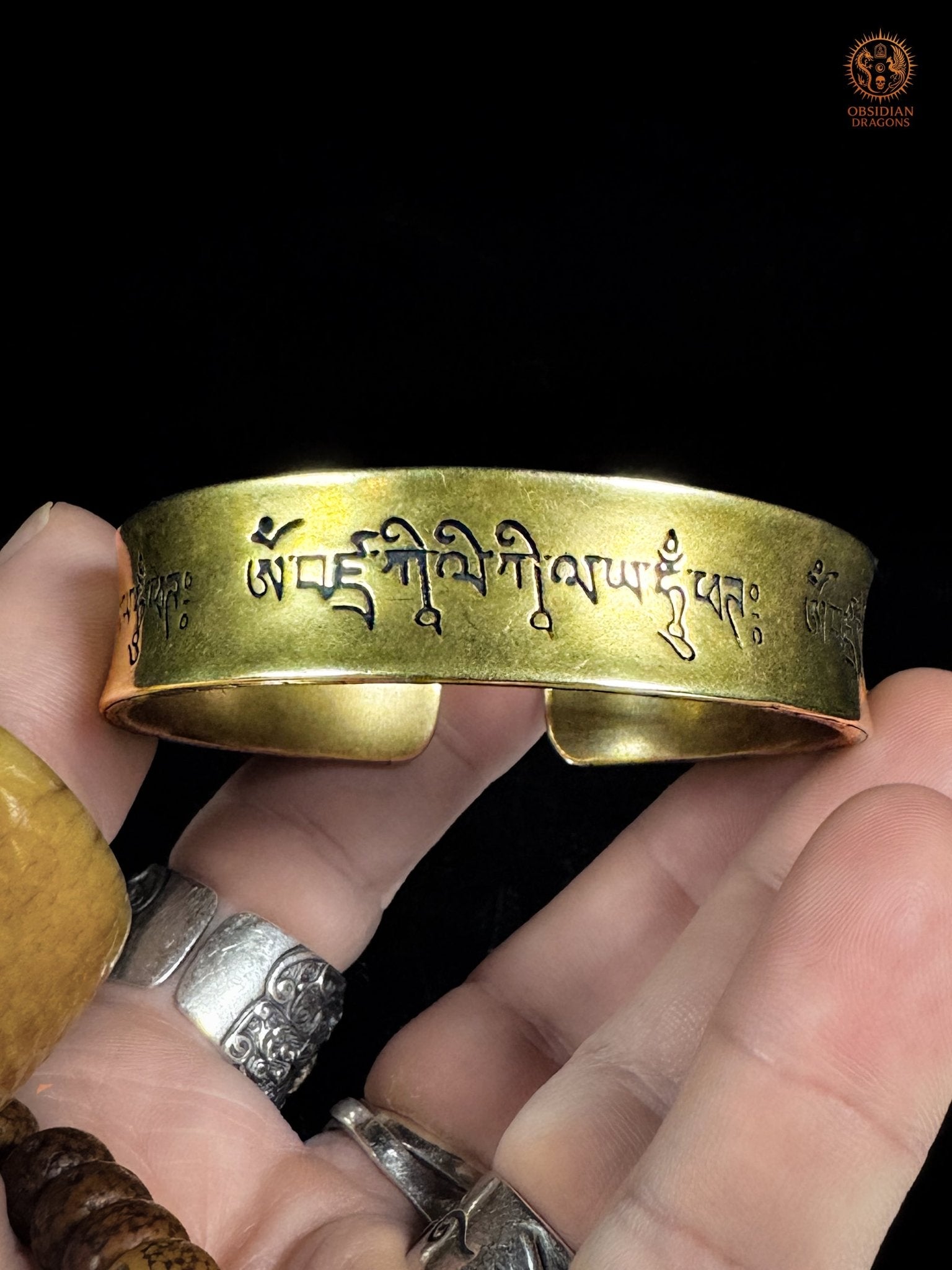 Bracelet bouddhiste en cuivre – Protection de Guru Rinpoche - obsidian dragons