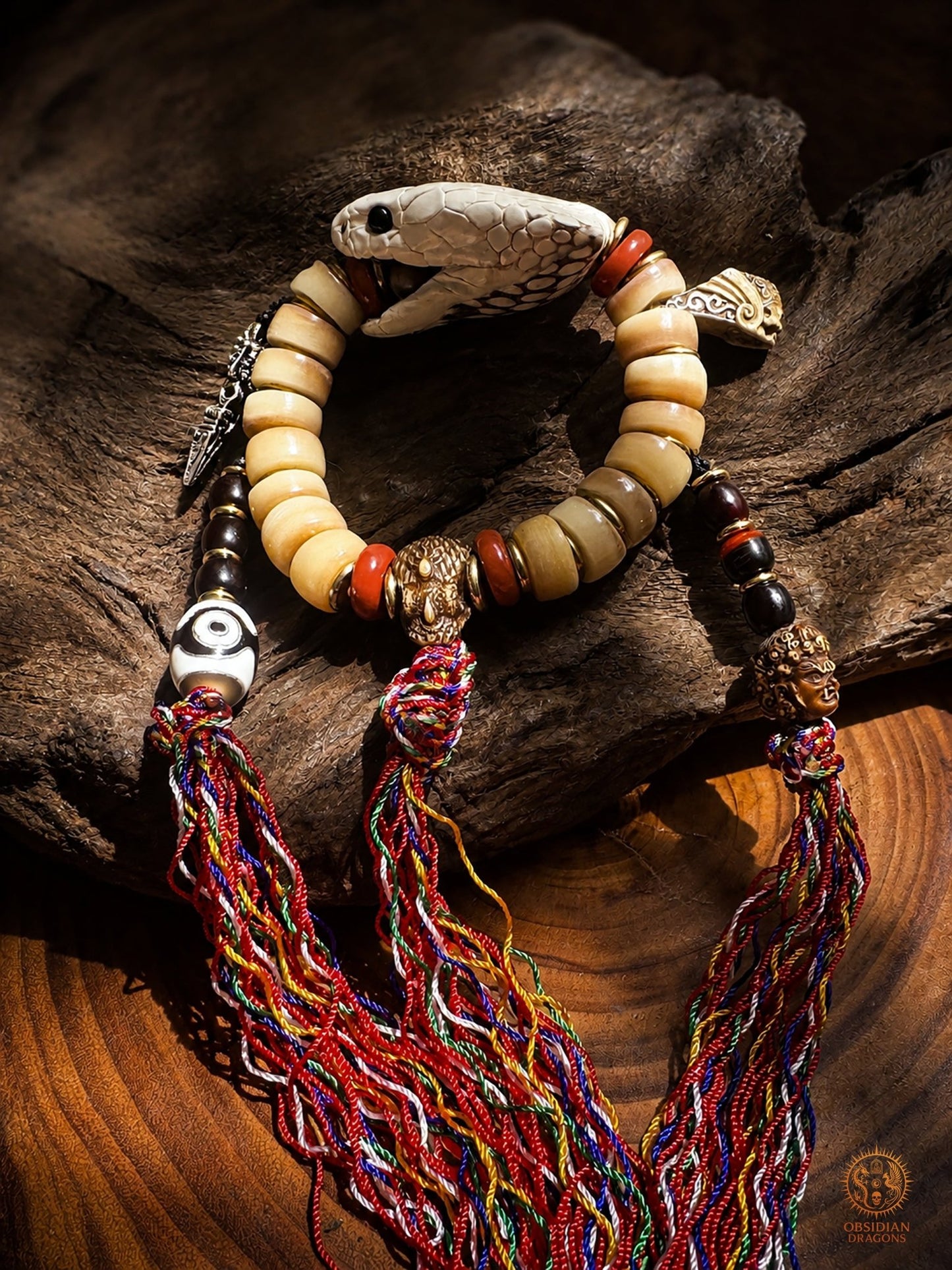 Bracelet chaman serpent - transmutation du poison en sagesse - obsidian dragons