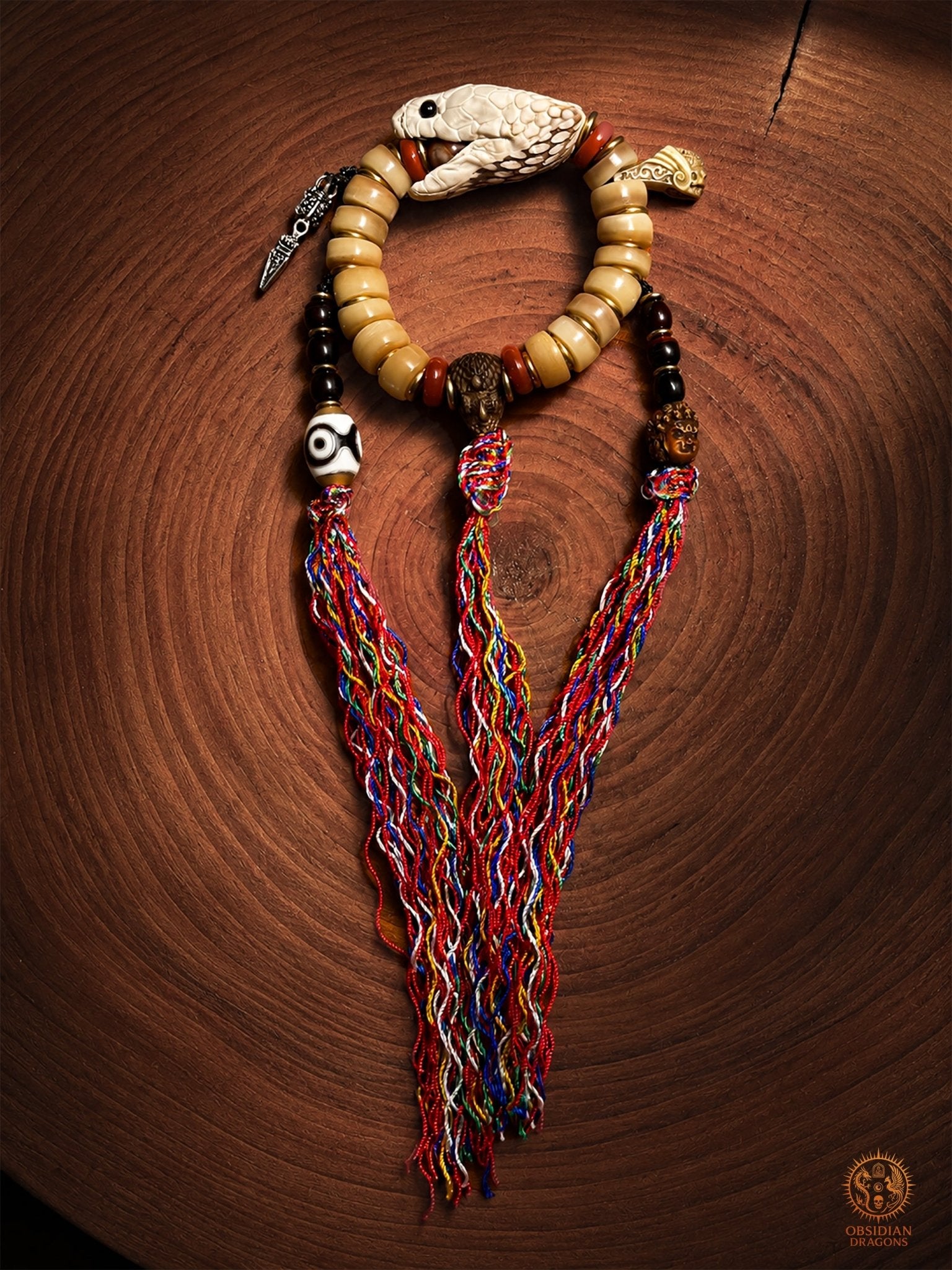 Bracelet chaman serpent - transmutation du poison en sagesse - obsidian dragons