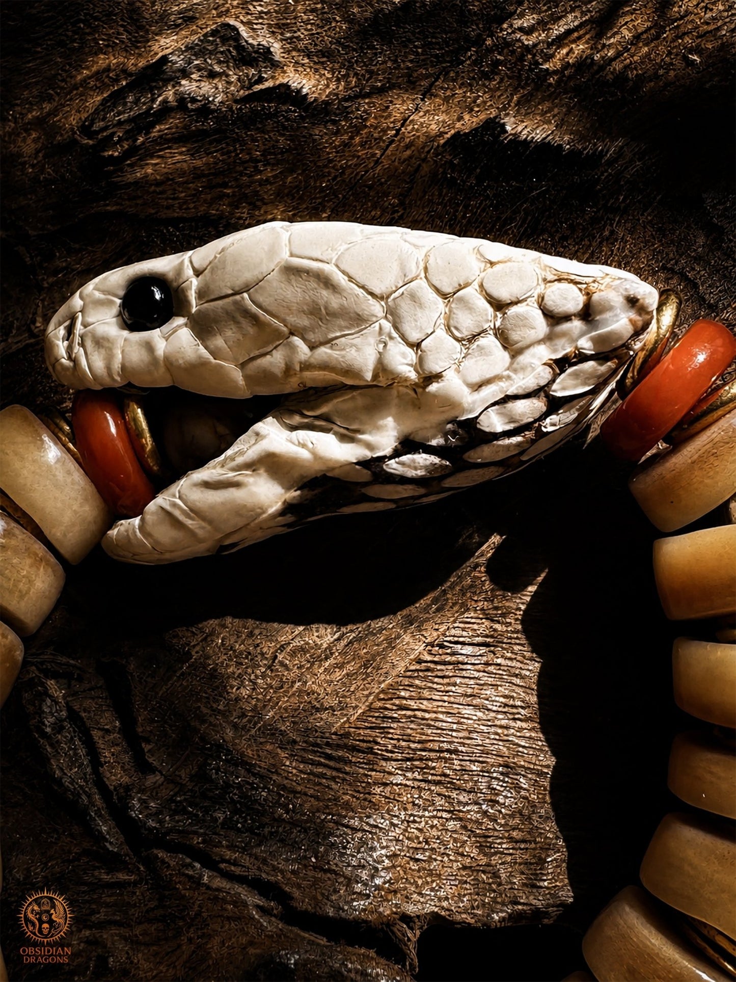 Bracelet chaman serpent - transmutation du poison en sagesse - obsidian dragons