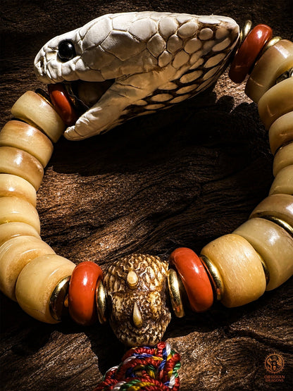 Bracelet chaman serpent - transmutation du poison en sagesse - obsidian dragons