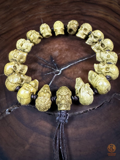 Bracelet crânes en bois de cerf sculptés à la main